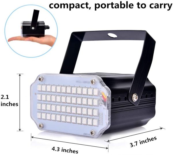 Luce Stroboscopica del Partito con 48 led Super Luminosi, softeen Illuminazione a Palco Attivata a 7 Colori Modalit?? Flash Automatica Controllo Flash della Velocit?? Regolabile, Telecomando Senza Fili - immagine 4