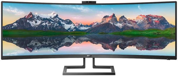 Philips Monitor Curvo 49", 499P9H, Gaming Superwide 32:9, risoluzione 5120*1440, Adaptive Sync, HDR 400, Multiview con KVM Switch integrato, Docking station USB-C, Microfono, Low Blue, Vesa, Nero - immagine 9