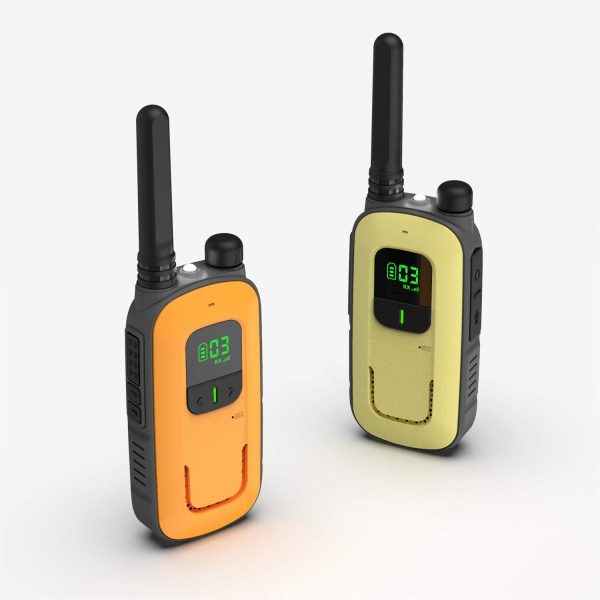 Radioddity Walkie Talkie PR-T3 Ricaricabile per Bambini da 3-12 Anni 16 Canali Ricetrasmittente PMR446 Senza Licenza per la Famiglia, Ricarica Micro-USB (Arancione & Giallo) - immagine 3