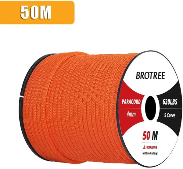 Brotree Paracord 550 Corda da Paracadute a 9 Fili di Tipo III Cavo di Sopravvivenza - Carico di Rottura di 280KG (Standard, Riflessivo) - immagine 3