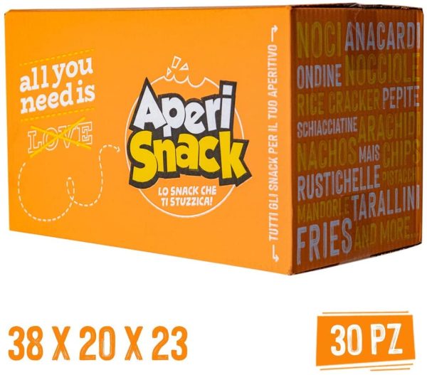 APERIBOX SPICY 30 - Snack Salati dal sapore piccante, sfiziosa box per un aperitivo fai da te con ampia variet?? di snack tra patatine, stuzzichini e frutta secca, Ottima idea regalo - immagine 5