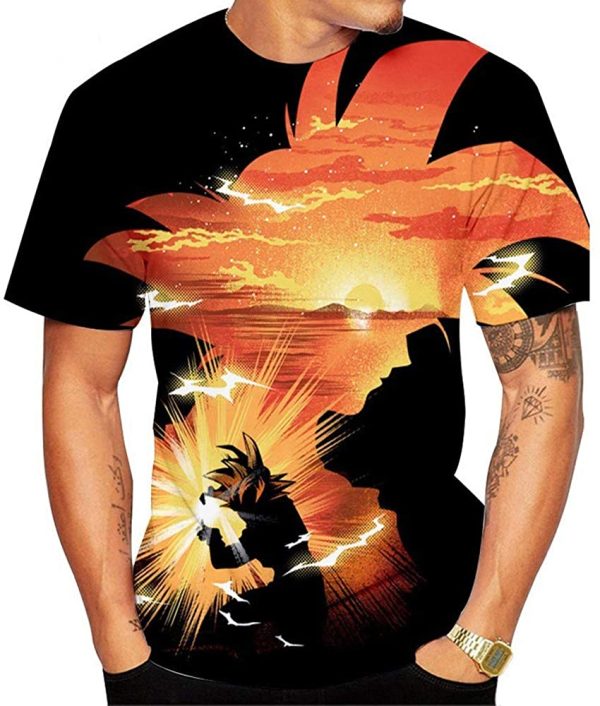 XUEMEI Uomo T-Shirt, 3D Son Goku Dragon Ball Stampa, Unisex Maglietta Allentata Girocollo, Femmina Abbigliamento Sportivo Casual a Maniche Corte, Top Morbido e Confortevole