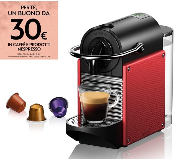 Pixie EN124.R Macchina per caff?? Espresso di De'Longhi, 1260 W, Plastica, Rosso, Metallo - immagine 6