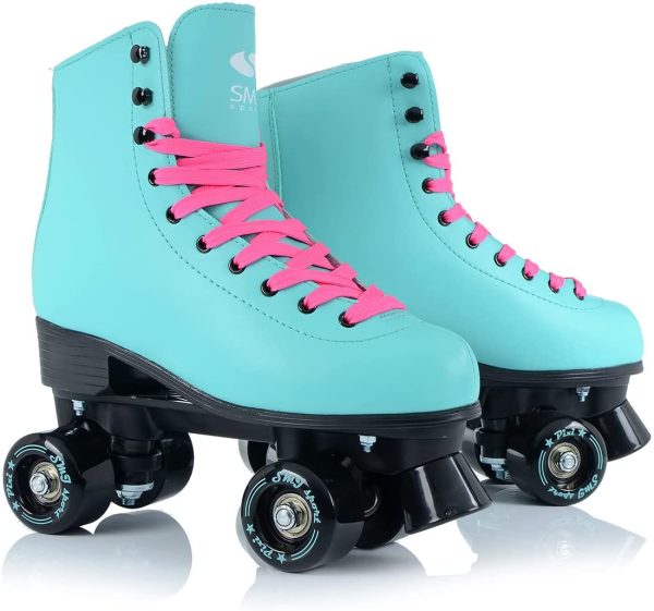 SMJ sport - Pattini classici da donna con cuscinetti a sfera ABEC7, colore verde menta, turchese, per ragazze e bambine, taglia 35, 36, 37, 38, 39, 40, 41 - immagine 2