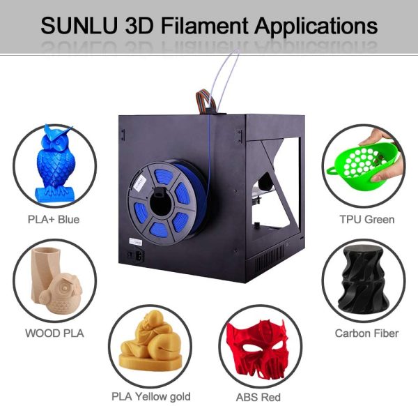 Filamento ABS 1,75 mm per stampa 3D, filamento ABS SUNLU nero 1,75 +/- 0,02 mm, 1 kg/bobina per stampante 3D FDM - immagine 3