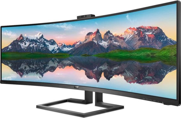 Philips Monitor Curvo 49", 499P9H, Gaming Superwide 32:9, risoluzione 5120*1440, Adaptive Sync, HDR 400, Multiview con KVM Switch integrato, Docking station USB-C, Microfono, Low Blue, Vesa, Nero - immagine 4