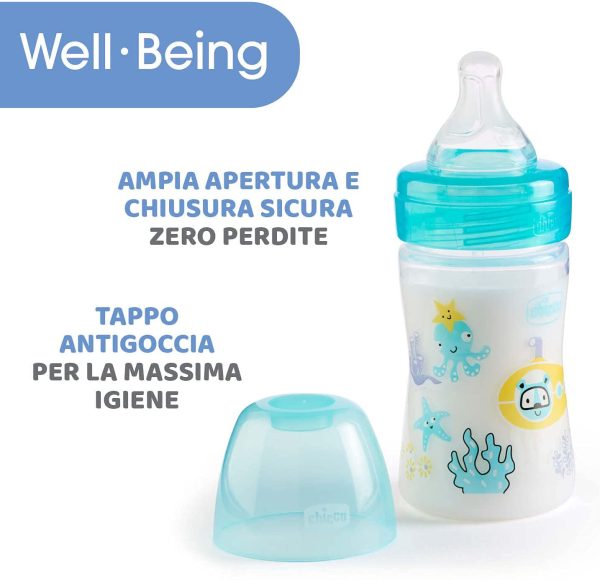 Chicco Benessere Biberon Flusso Lento in Plastica con Tettarella in Silicone, 150 ml, 90 g - immagine 6