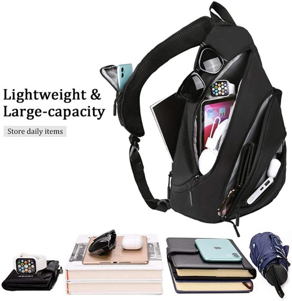 Atarni Zaino Monospalla Borsa Tracolla Piccolo - Petto Uomo Borse a Spalla Sportiva Borsello Tracollo Crossbody Sling Bag per iPad e Lavoro Scuola Viaggio Trekking Marsupio Multitasche - immagine 4