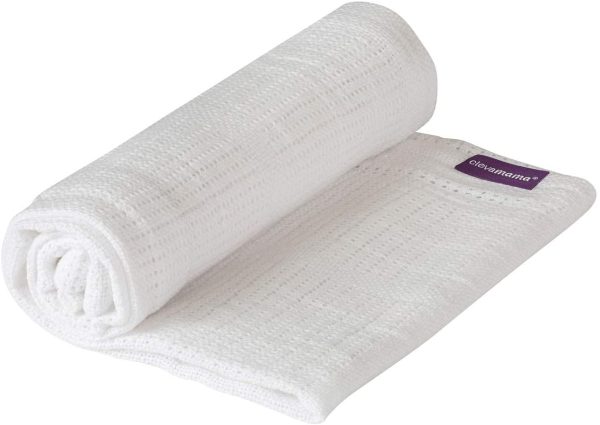 Clevamama Copertina in 100% Cotone per Lettino e Culla, Morbida Coperta Neonato e Bambino - 70x90 - Bianco - immagine 2