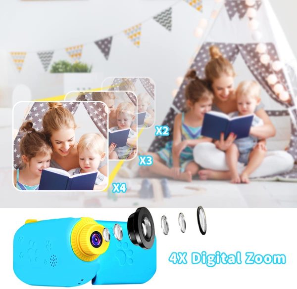 Fotocamera per Bambini Giocattolo Videocamera Digitale per Bambini Giocattolo per Bambini Schermo HD da 2.4 pollici 1080P con 32 GB TF Card Giocattoli da Regalo da 3 a 12 anni Ragazzi e Ragazze (blu) - immagine 4