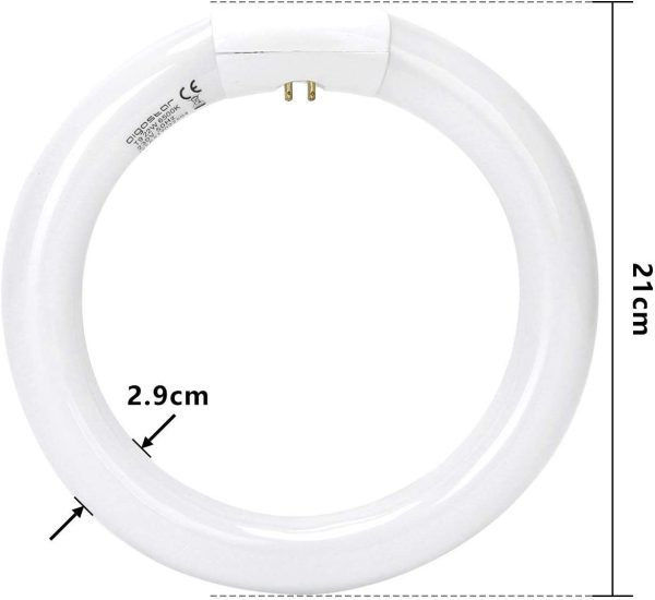 '- T9 Lampadina Fluorescente Attacco G10q, 22W 1200lm 21cm, Luce Bianca Fredda 6500K, Circolare, Vetro. - immagine 6