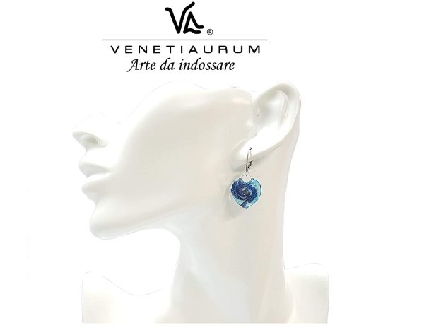 Venetiaurum - Orecchini per Donna con cuori in Vetro Originale di Murano e argento 925 - Gioiello Made in Italy certificato - immagine 5