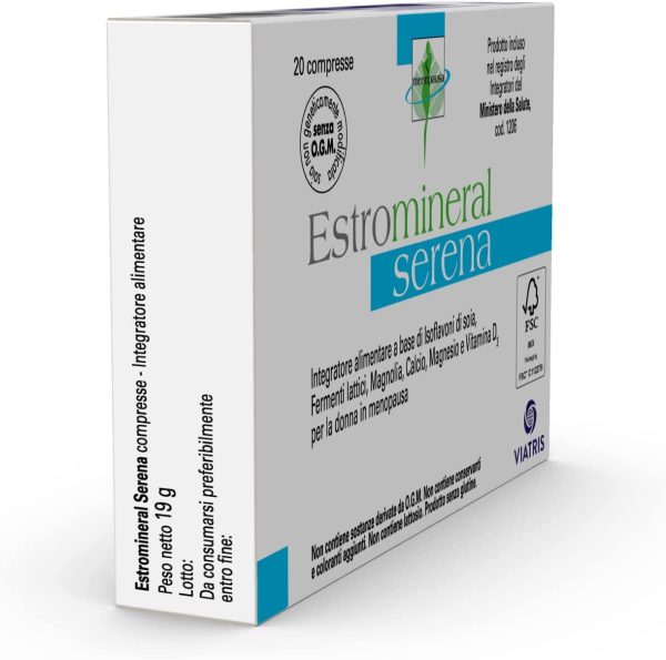 Estromineral Serena integratore alimentare menopausa con isoflavoni di soia, fermenti lattici, magnolia, calcio, magnesio e vitamina D3 senza glutine e lattosio 20 compresse - immagine 4