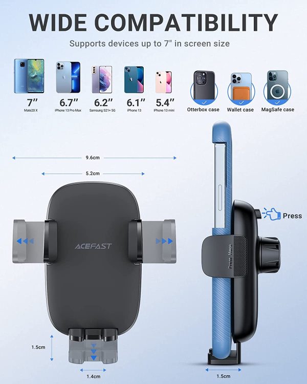 ACEFAST Porta Supporto da Cellulare Telefono da Auto Griglia di Bocchette Aria Condizionata, Universale Forte 360?? Rotazione Regolabile Universale per Smartphone Mobile da 4"-7" Pollici - immagine 2