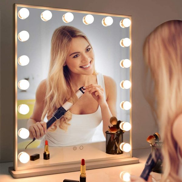 Specchio da Trucco Hollywood Specchio da toeletta con luci a LED 18 Pezzi Specchio da Parete con Specchio 10x ingranditore e Smart Touch Screen Specchietto da Toilette (Argento 52 * 61cm) - immagine 7