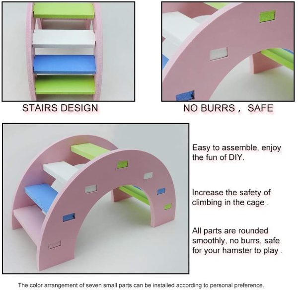 Andiker 3 Pezzi Adorabili Giocattoli da Gioco per Criceti, Ponte Arcobaleno e Altalena Arrampicata e Gioco, Giocattolo per Piccoli Animali Che Spezza la Noia, Gabbia per Criceti Fai-da-Te (Blu) - immagine 6