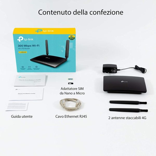 TL-MR6400 Router 4G LTE fino a 150 Mbps/Wireless N fino a 300Mbps, Porta LAN/WAN, Senza configurazione, Antenne Staccabili, Versione 4.0 - immagine 5