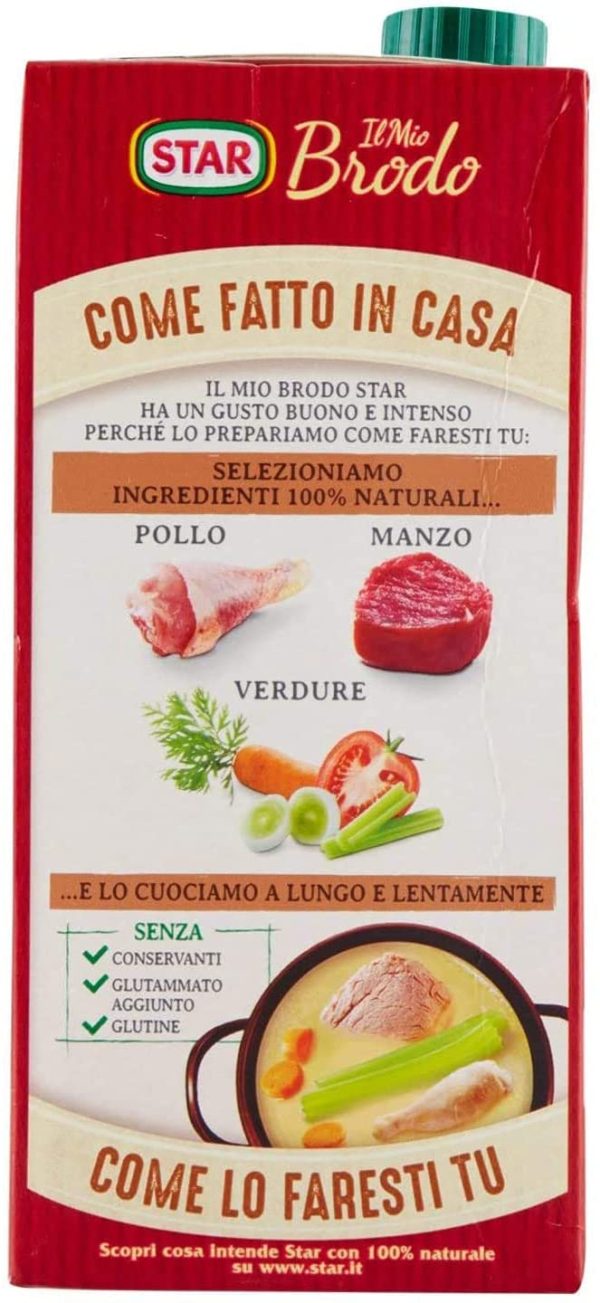 STAR Il Mio Brodo di Carne Mista, 1L, brodo liquido pronto, 100% naturale, senza conservanti, senza glutine e senza glutammato aggiunto, ottimo per risotto e zuppe