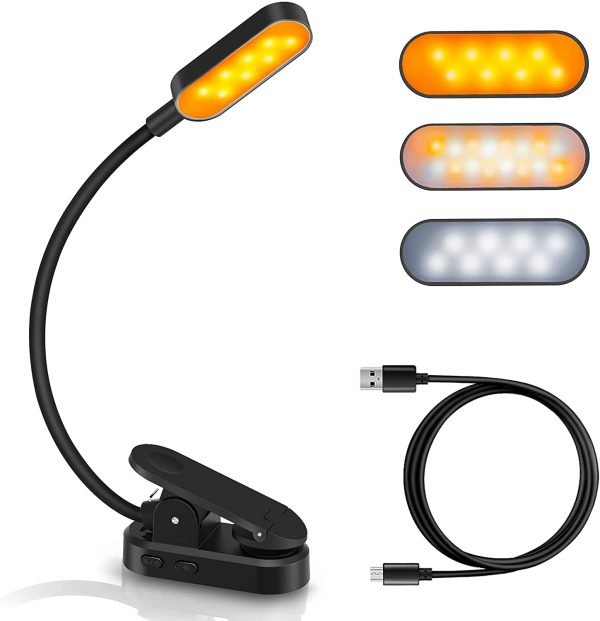 16 LEDs Lampada da Libro, 9 Modalit?? USB Ricaricabile Luce da Lettura, Portatili Book Light con Clip Dimmerabile E-Reader, Studio, Letto, Tablet, Viaggio