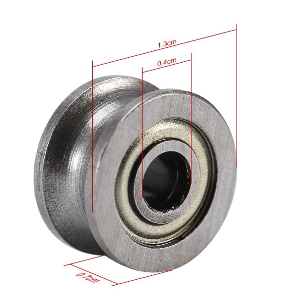 Akozon UCuscinetto a Gola 10 pz U624ZZ U Cuscinetto A Sfera Acciaio In Miniatura Guida U-groove Puleggia Rail Cuscinetto A Sfere Doppio Scudo 4 * 13 * 7mm - immagine 2