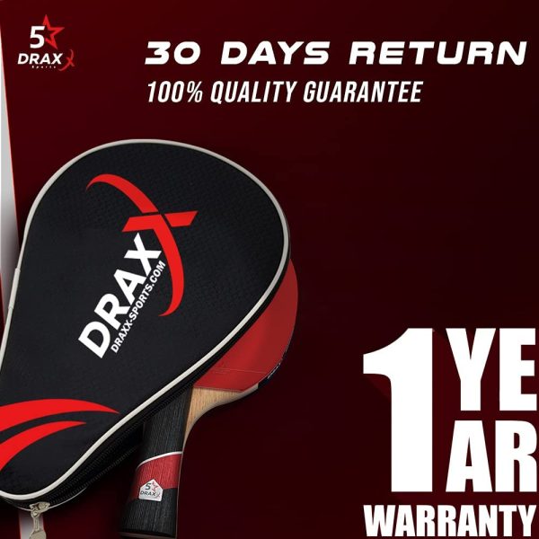 Racchetta da ping pong DRAXX PRO CARBON | 5 stelle | Racchetta da ping pong professionale per allenamento e competizione | compatibile con tutte le palline | gomma regolamentare premium - immagine 2