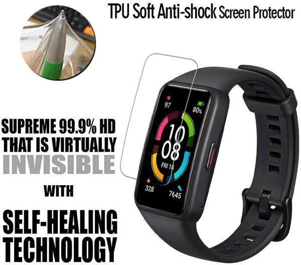 iVoler 6 Pezzi Pellicola Protettiva per Honor Band 6 / Huawei Band 6 / Huawei Band 6 PRO, Wet Applied Protezione Schermo [Bubble-Free-Riutilizzabile] HD Clear Film in TPU - immagine 9