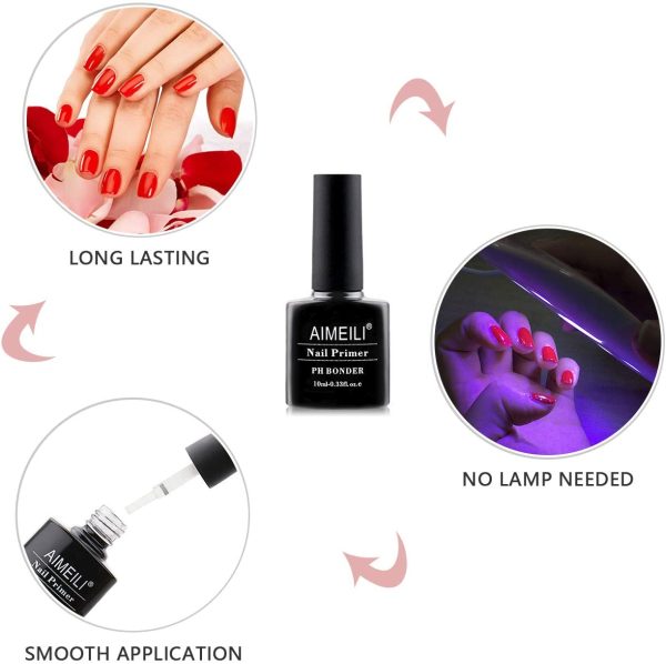 AIMEILI Primer Unghie Base Bonder Nail Prep Primer Aria Veloce Asciutto Primer Unghie Trucco Non Lampada, base trucco Libero Fit per Unghie in Acrilico Bonder Legame 10ml - immagine 5