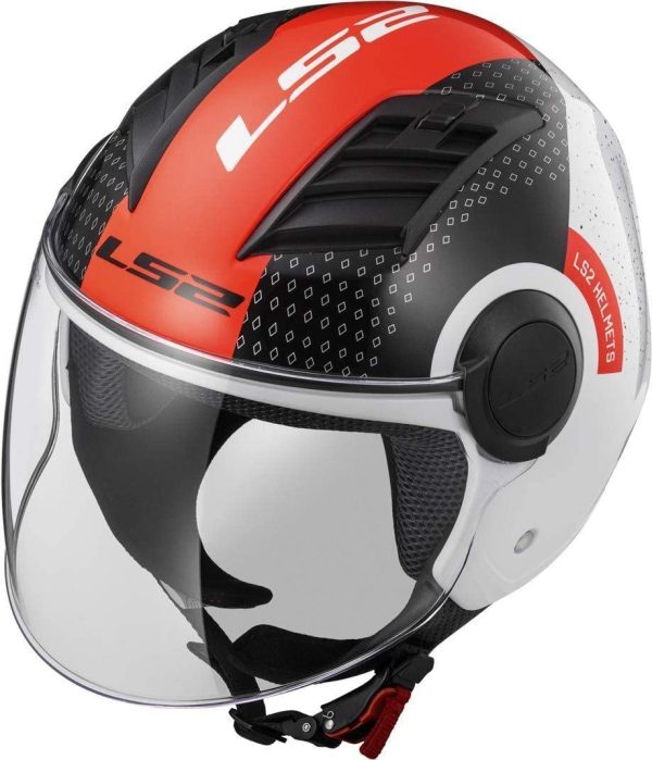 LS2 Casco Moto Of562 Airflow Condor, Bianco/Nero/Rosso, Xxs - immagine 2