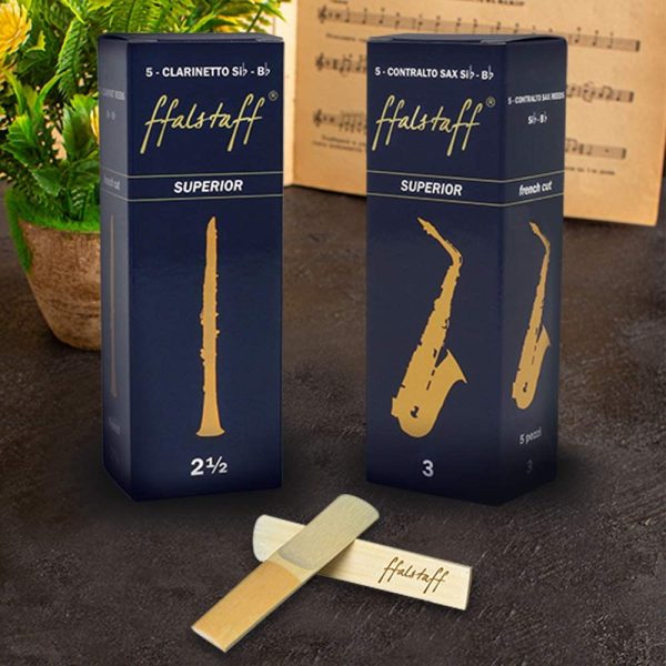 ffalstaff Ance per Clarinetto Si bemolle"Superior" con Taglio Francese Durezza 1.5 in Canna Tradizionale Arundo Donax - Smart Pack da 5 pezzi - Ogni Ancia ?? Sigillata e Sterilizzata Singolarmente - immagine 2