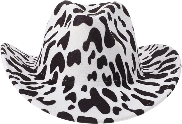 Unomor Cappelli da Cowboy Bianco Cowgirl Cappello- Faux Feltro Occidentale Cappello Da Cowboy Fedora All' aperto Cappello Largo con La Cinghia- Adatto Per Delle Donne E Degli Uomini Parti - immagine 4