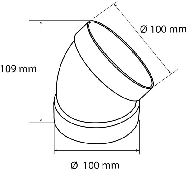 La Ventilazione CCR10045B Curva 45?? F/F in ABS per Aerazione Canalizzata, diametro 100 mm