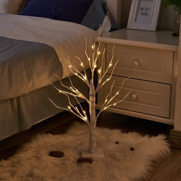 Albero di Pasqua bianco con uova colorate, albero di ramoscelli a batteria con luci, regali di Pasqua per bambini (60 cm/24 LED) - immagine 3