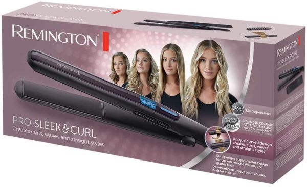 Remington Piastra per Capelli Professionale, Piastra Capelli Lisci, rivestimento in Ceramica Ultra, 150-230??, PRO- Sleek and Curl S6505