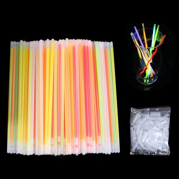 Vicloon Braccialetti Luminosi Fluorescenti, 100Pcs Luminose per Party, Bagliore Colorato Bastoni Bulk con Connettori per Party, Feste e Carnevale (Colori Misti)