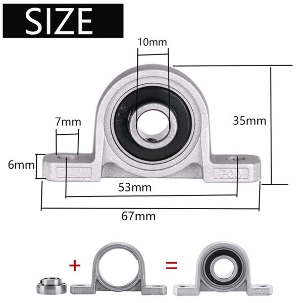 4 Pezzi Cuscinetto a Sfere Autoallineante con Foro da 10 mm, Sfera Montato Pillow Block Bearing Inserire, Kit di Accessori per Blocco Cuscino per Sostituzione Stampante 3D, KP000 - immagine 4