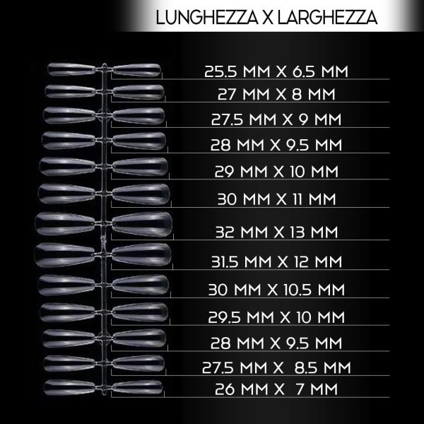 240 Pezzi Fullcover Tips in Gel Trasparenti, 6 misure Full Cover Unghie Finte per Ricostruzioni Mani, Nails e Tip Nail art (Ballerina) - immagine 2