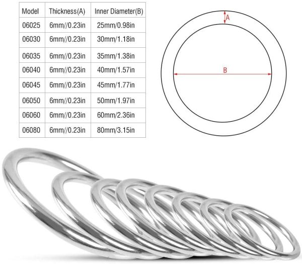 Demeras Anello saldato O Ring in Acciaio Inossidabile per Barche Anello saldato Marino Cerchio lucidato per Anelli Yoga Animali Domestici Arrampicata Subacquea - immagine 7