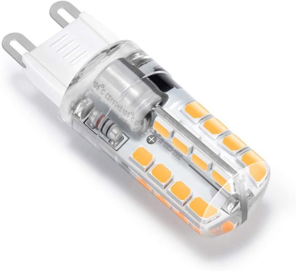 Lampadina LED G9, 5W 32x2835 SMD Risparmio Energetico Lampada, Bianco Caldo 3000K, Equivalente a 40W Lampada Alogena, 400lm, Angolo di visione 360??, AC220-240V, Confezione da 10 by