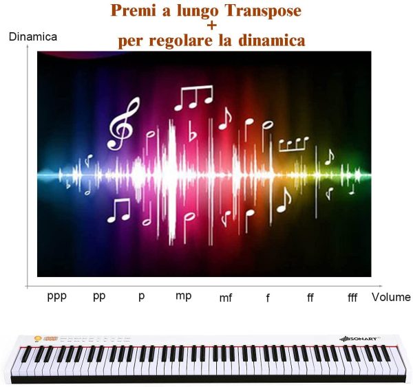 COSTWAY Pianoforte Digitale 88 Tasti, Tastiera Elettronica Portatile con Tasti Pesati, Funzione MIDI e Bluetooth, Ideale per Bambini e Adulti - immagine 4