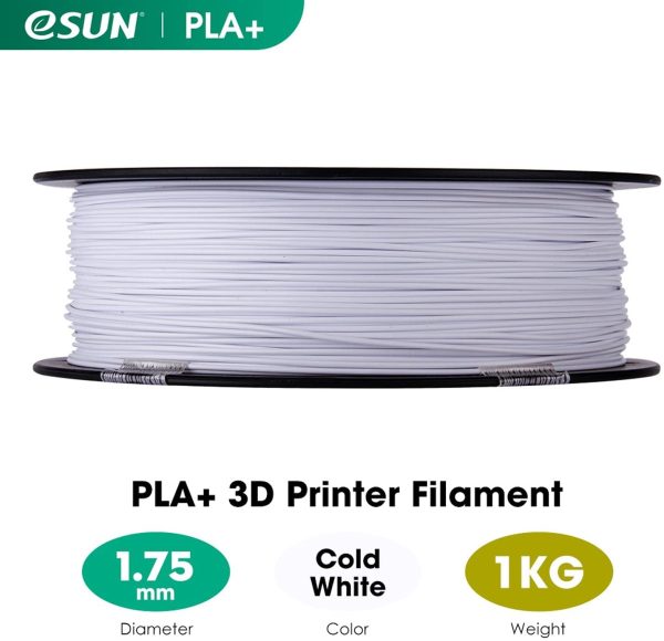 Filamento PLA+ 1,75 mm, Filamento PLA Plus per Stampante 3D, Precisione Dimensionale +/- 0,03 mm, Bobina da 1kg (2,2 libbre) Filamento per Stampa 3D per Stampanti 3D, Bianco freddo - immagine 5