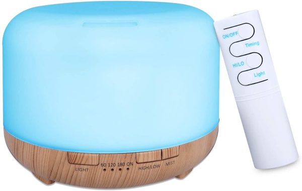 Diffusore di Oli Essenziali, Diffusore di Aromi Umidificatore Diffusore Ambiente con Timer, Controllo della nebbia, Senz'acqua Spegnimento Automatico e 7 Colori che Cambiano (450ML)