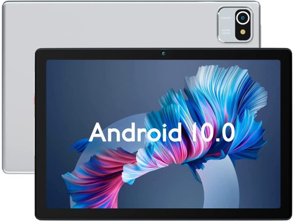 Tablet 10 Pollici, Android 10.0, Display 10.1" HD, Processore Quad-Core, Espansione SD da 128 GB 6000mAh WIFI GPS Doppia Fotocamera, D'argento - immagine 7