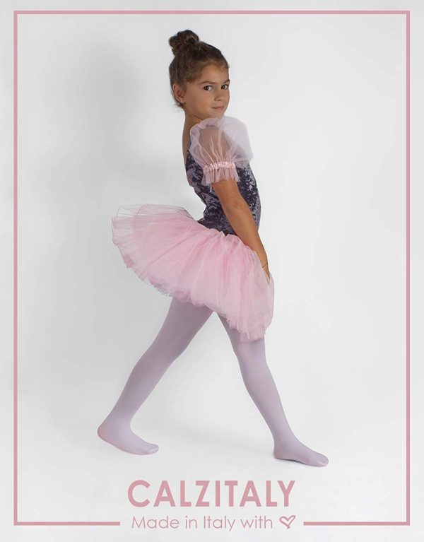 CALZITALY Collant Danza Bambina | Calze Ballet Bimba | 40 Den | Rosa, Nero, Naturale, Bianco |