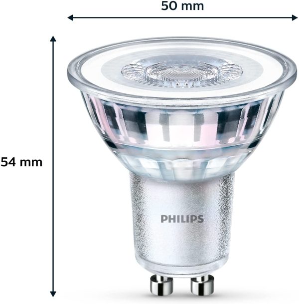 Philips Faretto LED, 6 pz, equivalente a 50W, attacco GU10, Luce Bianca Calda, non dimmerabile - immagine 2