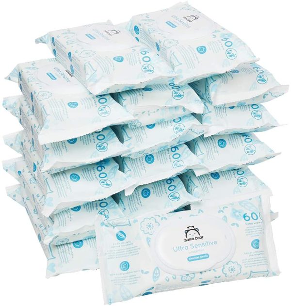 Marchio Amazon - Mama Bear Ultra Sensitive- Salviette umidificate per beb?? - Confezione da 18 (1080 salviette- Tessuto 100% biodegradabile ) - immagine 2