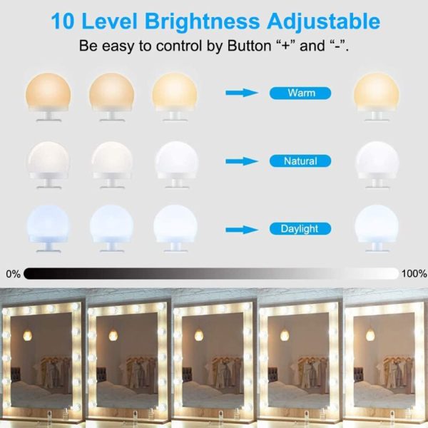 6 Pezzi Luci da Specchio a LED  ,Lampada da Trucco a LED con Lampadine Dimmerabili 3000K-6500K Lampade da Toeletta - immagine 5