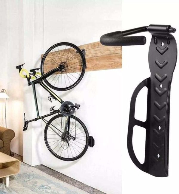 Set 2 Staffe Ganci Porta Bicicletta Bici da Parete Muro Staffa Gancio Supporto Pieghevole in Gomma Salvaspazio per Mountain Bike Superficie Antiscivolo in Acciaio per Casa Cantina Garage - immagine 9