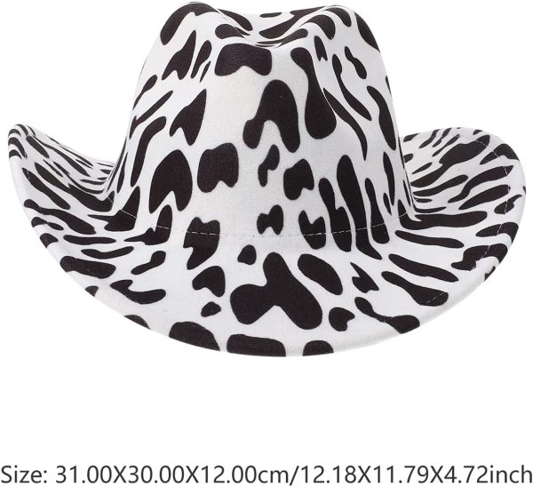 Unomor Cappelli da Cowboy Bianco Cowgirl Cappello- Faux Feltro Occidentale Cappello Da Cowboy Fedora All' aperto Cappello Largo con La Cinghia- Adatto Per Delle Donne E Degli Uomini Parti - immagine 5