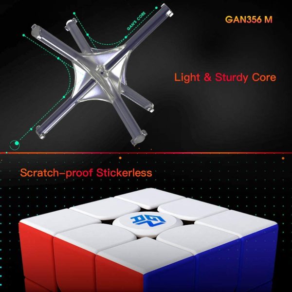 GAN 356M, Speedcube 3x3 Magnetico Cubo 356M, Stickerless (Senza Adesivi), Versione 2020 Lite - immagine 4