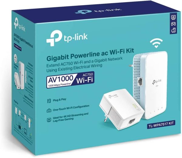 TL-WPA7517 Kit Powerline WiFi, AV1000 Mbps su Powerline, 750 Mbps su WiFi Dual Band, 1 Porta Gigabit, Plug and Play, HomePlug AV2 - immagine 2